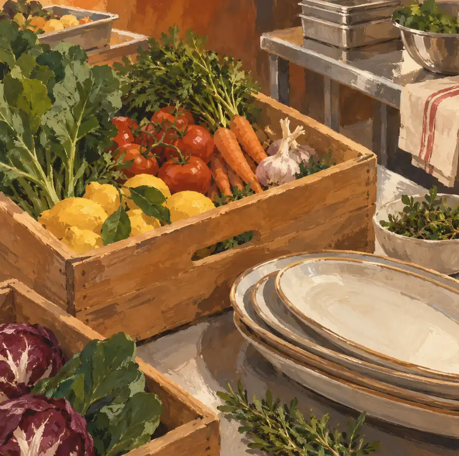 Illustration of catering businesses equipment and workspace